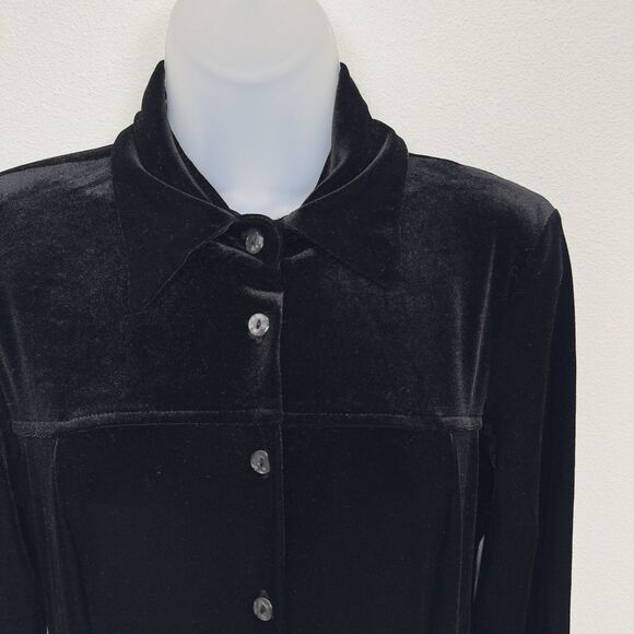 Vtg Coldwater Creek Dress Womens 6P Black Velvet Button Up Witchy Whimsigoth - Picture 5 of 11